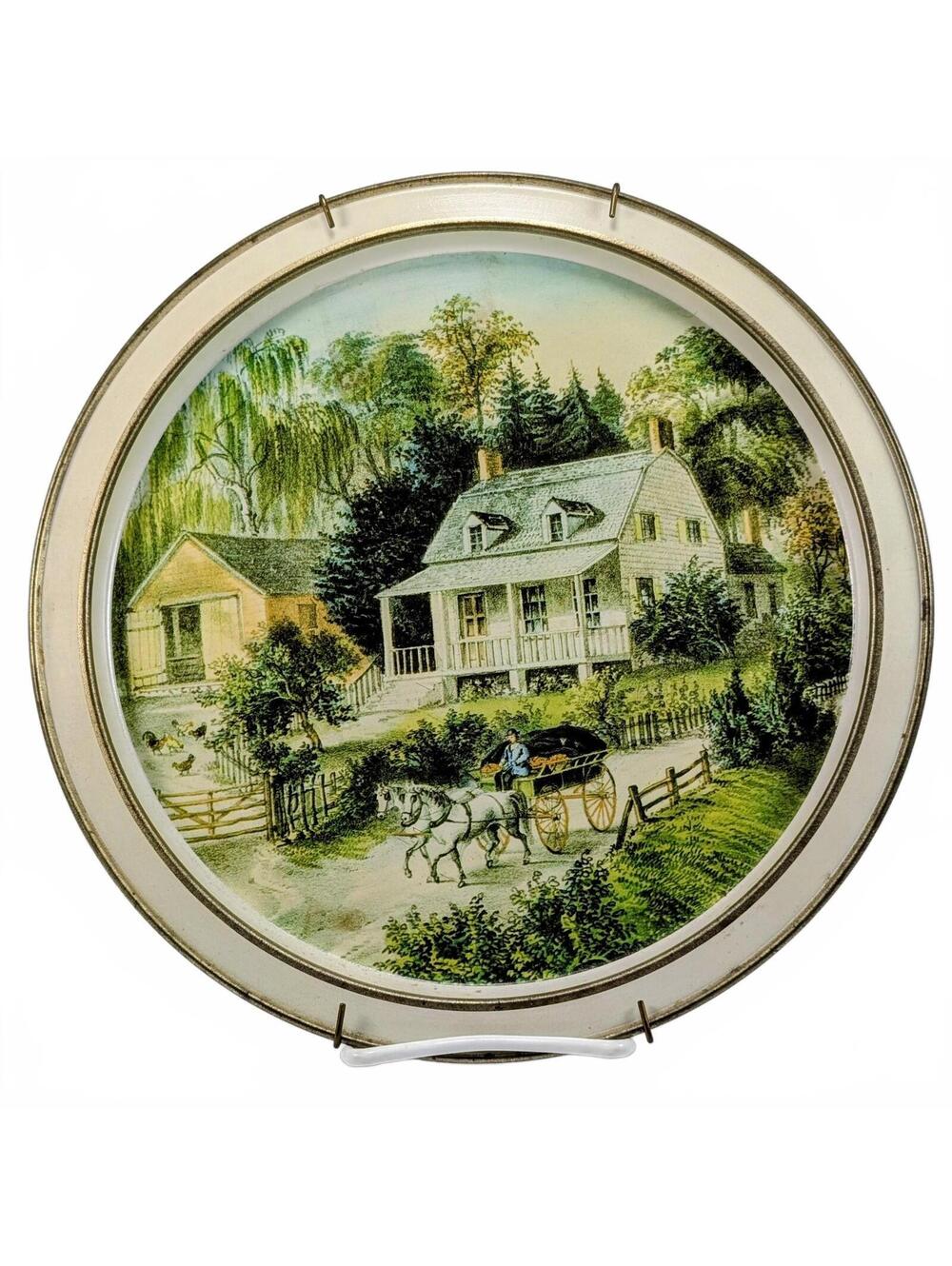 Currier & Ives American Homestead Decorative Metal Tray